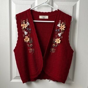 Vintage Embroidered Knit Sweater Vest